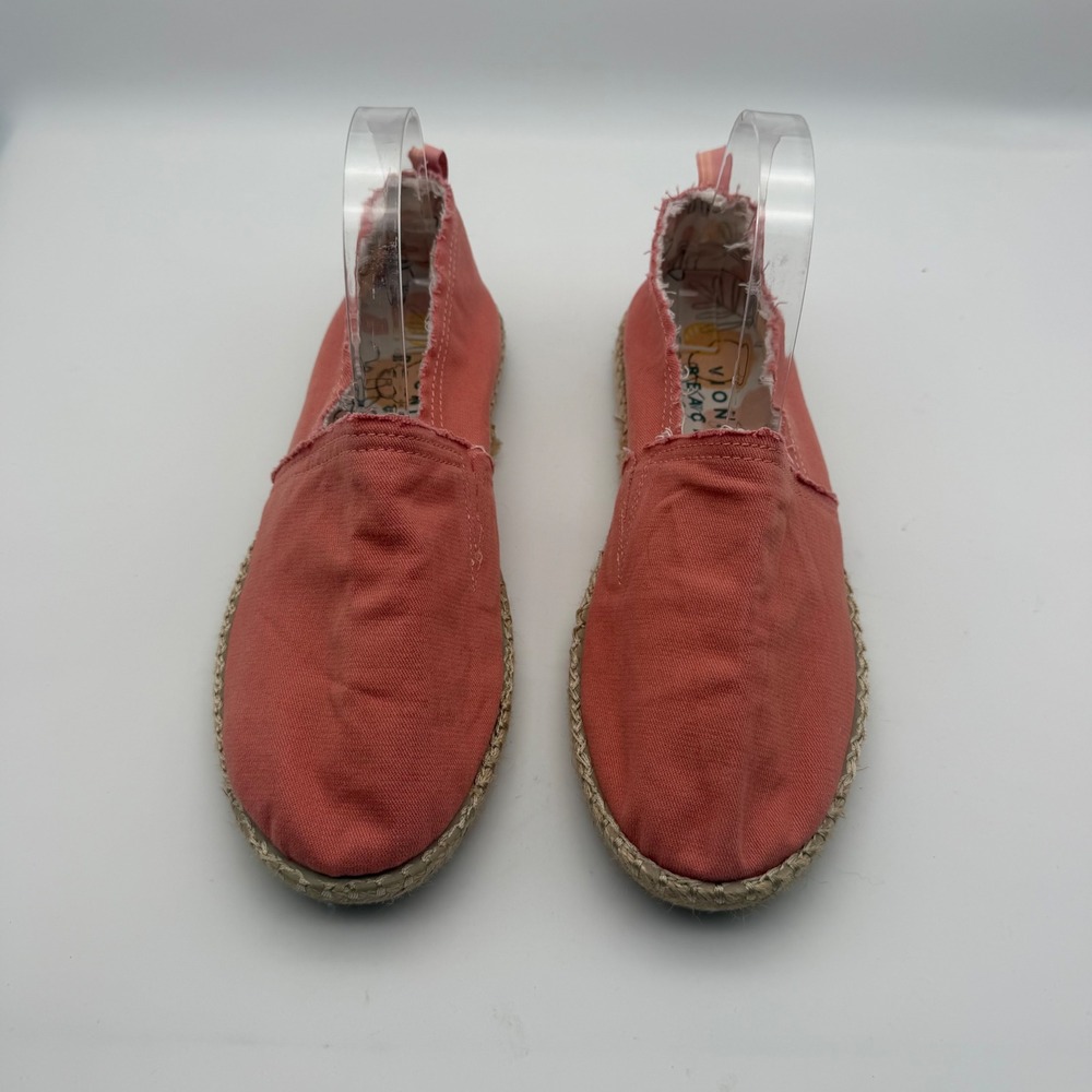 Vionic Beach Laguna Coral Canvas Espadrille Slip On Shoes Size 8.5 Frayed Casual